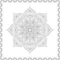 Uncolored Patterned Outline Mandala. Design of Page for Coloring