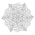 Uncolored Patterned Outline Mandala for Page of Coloring Book.