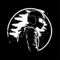 Biker - black and white isolated icon - vector illustration Royalty Free Stock Photo