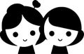 Children - black and white isolated icon - vector illustration
