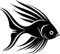 Angelfish - black and white vector illustration