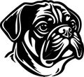 Pug - black and white vector illustration