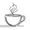 An uncomplicated sketch depicting a cup of coffee emitting steam, placed on a small plate. Royalty Free Stock Photo