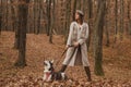 Unconditional love. Siberian husky favorite pet. Animal husbandry. Girl pretty stylish woman walking with husky dog Royalty Free Stock Photo