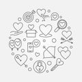 Unconditional love vector round illustration in thin line style