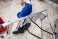 Unconscious Handyman Lying On Floor Royalty Free Stock Photo