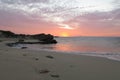 Uncontaminated beach at sundown