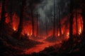 Uncontrollable Burning forest. Generate Ai