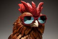 Unconventional Rooster in sunglasses. Generate Ai