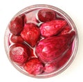 Uncooked beet in a glass bowl