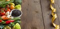 Uncooked black rice in a bowl with vegetables Royalty Free Stock Photo