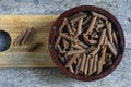 Uncooked buckwheat penne rigate
