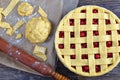 Uncooked cherry pie in baking dish Royalty Free Stock Photo