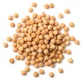 Uncooked chickpea isolated on white, top view