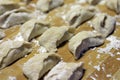 Uncooked Chinese dumplings Royalty Free Stock Photo