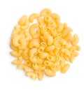 Uncooked elbow macaroni.