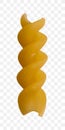 Uncooked fusilli pasta isolated on transparent background. Itallian spiral pasta close-up on transparent Royalty Free Stock Photo