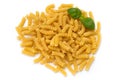 Uncooked fusilli pasta isolated white background. Royalty Free Stock Photo