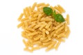 Uncooked fusilli pasta isolated white background. Royalty Free Stock Photo