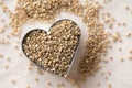 Uncooked Golden Quinoa in a Heart Shape