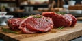 Hache Beef Steaks on a Board Royalty Free Stock Photo