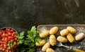 Uncooked handmade Italian gnocchi dumplings Royalty Free Stock Photo