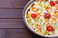 Uncooked homemade pizza Royalty Free Stock Photo