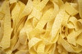 Uncooked italian pappardelle pasta blur defocused