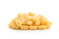 Uncooked italian pasta. Radiatori pasta isolated on white background Royalty Free Stock Photo
