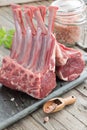 Uncooked lamb ribs. Raw meat. Royalty Free Stock Photo