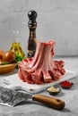 Uncooked lamb ribs rolled in a crown Royalty Free Stock Photo