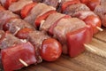 Uncooked Marinated Kebabs On Skewers Ready For BBQ Grilling Royalty Free Stock Photo