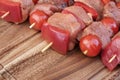 Uncooked Marinated Kebabs On Skewers Ready For BBQ Grilling Royalty Free Stock Photo