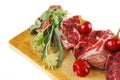 Uncooked meat medallion on wood Royalty Free Stock Photo