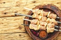 Raw pork skewers Royalty Free Stock Photo