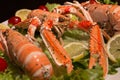 Uncooked Orange Lobsters, Aquatic Crustaceans inside White Tray Royalty Free Stock Photo
