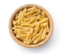 Uncooked pasta caserecce in bowl Royalty Free Stock Photo