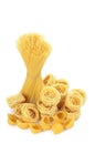Uncooked pasta spaghetti macaroni isolated on white background Royalty Free Stock Photo