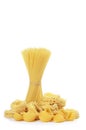 Uncooked pasta spaghetti macaroni isolated on white background Royalty Free Stock Photo