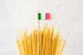 Uncooked pasta spaghetti macaroni isolated on white background