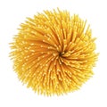 Uncooked pasta spaghetti macaroni, Top view, isolated on white background Royalty Free Stock Photo