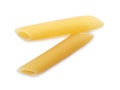 Uncooked penne pasta on white background Royalty Free Stock Photo