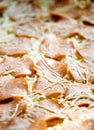 Uncooked pepperoni pizza Royalty Free Stock Photo