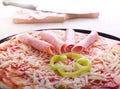 Uncooked pizza detail Royalty Free Stock Photo