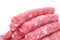 Uncooked pork meat sausages