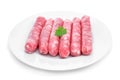 Uncooked pork meat sausages