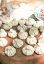 Uncooked raw khinkali Georgian food Royalty Free Stock Photo