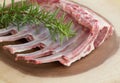 Uncooked raw lamb ribs. Raw meat. Halal food. Royalty Free Stock Photo