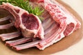 Uncooked raw lamb ribs. Raw meat. Halal food. Royalty Free Stock Photo