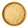 Uncooked risoni pastina in round bowl cutout Royalty Free Stock Photo